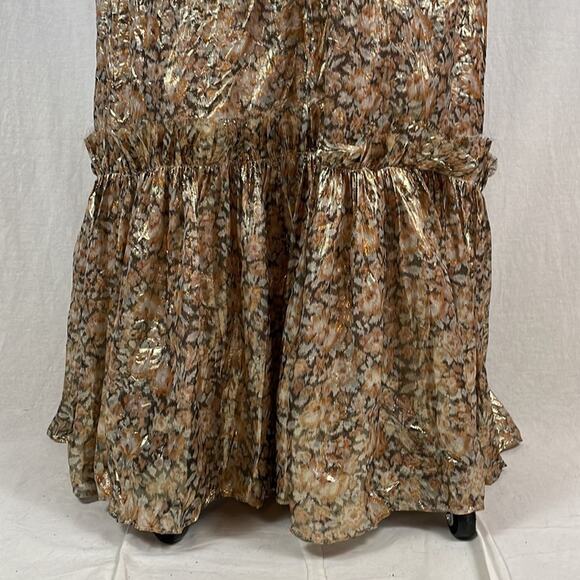 LoveShackFancy Tara Gold Ruffle Off Shoulder Maxi Dress - Picture 11 of 14